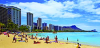 Waikiki beach and Diamond Head Crater,Oahu,Hawaii