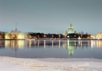  View of the St. Isaac&rsquo;s Cathedral and the Admiralty across the Neva river 