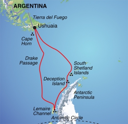Antarctic Explorer - route map