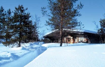 Winter log cabin