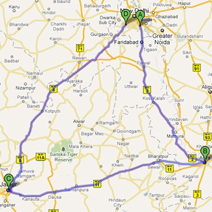 Golden Triangle itinerary map