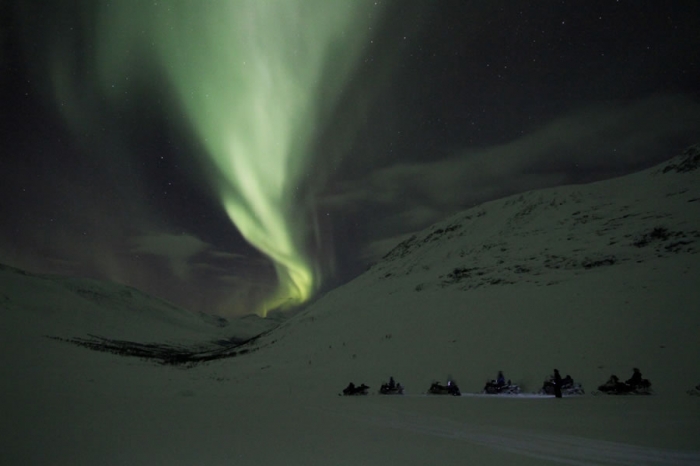 Snowmobile ride to view the Northern Lights, Camp Tamok, Lyngen Camp Tamok