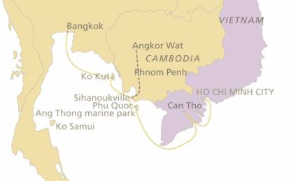 Thailand, Temples & the Mekong cruising map