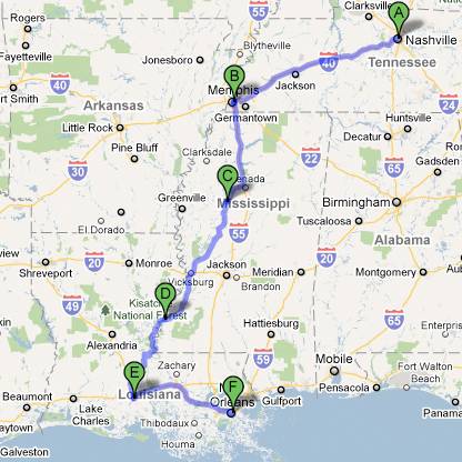 All American Music Tour map All American Music Tour map