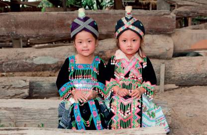 Hmong girls in traditional dress