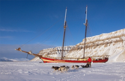 Basecamp ship in the ice, Svalbard, Norway